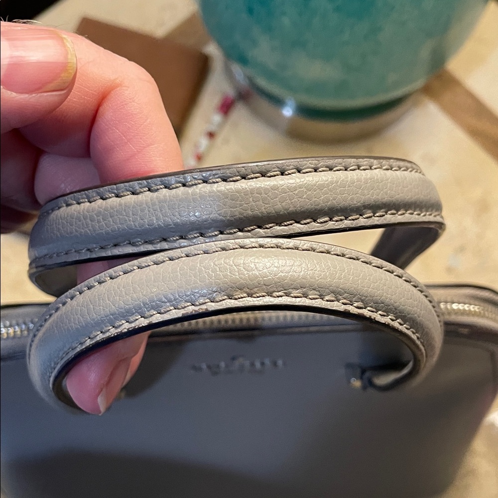 Kate Spade Gray pebble Leather Satchel 8”x10” with cross body strap included - Picture 8 of 8